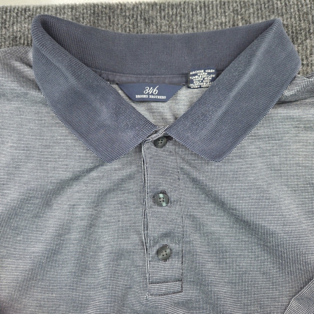Brooks Brothers 346 Mens XL Polo Shirt Navy Grey Cotton Short Sleeve Logo